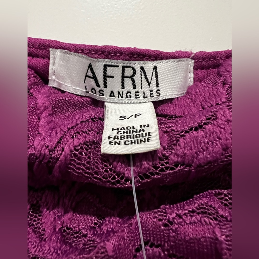 🆕 💜 NWT AFRM LA Off-the-Shoulder Purple Lace Bodysuit | Women’s Size S/P - Picture 3 of 7